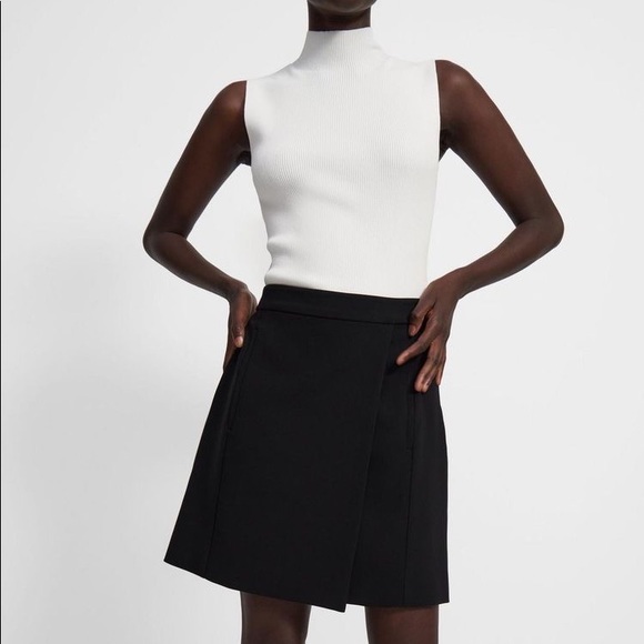 NEW Theory Staple Wrap Skirt BLACK - Picture 6 of 12